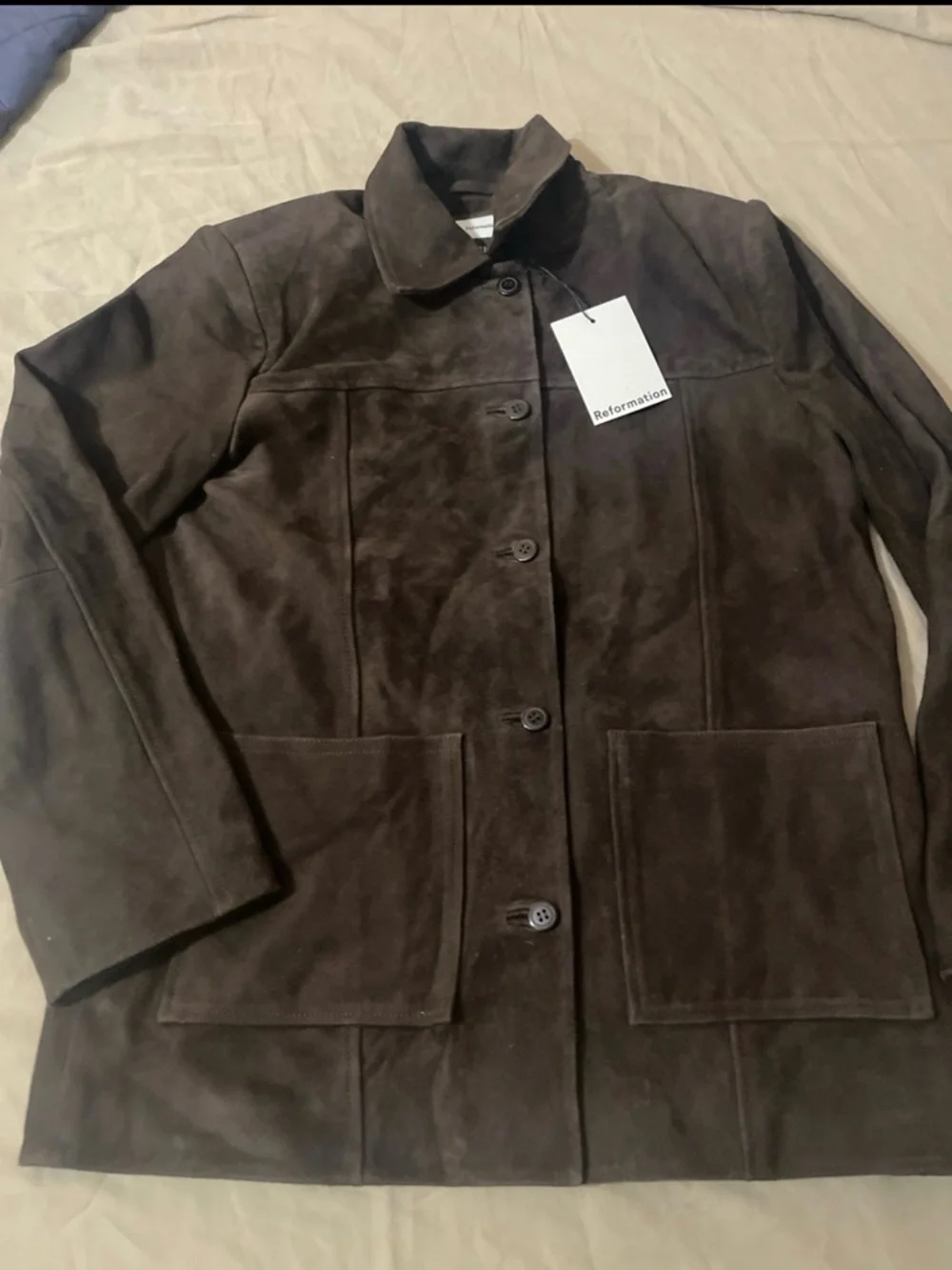 Reformation Brown Suede Button-Front Jacket - Picture 4 of 4